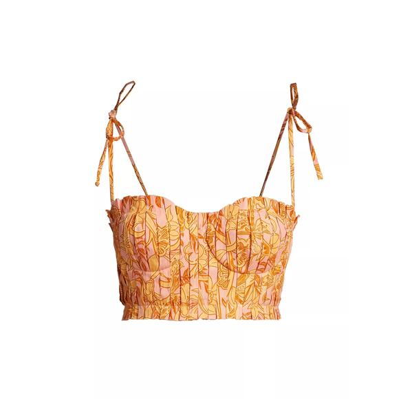 Agua by Agua Bendita Tops - Agua By Agua Bendita Moringa Pleated Bustier Crop Top - XS - Pink